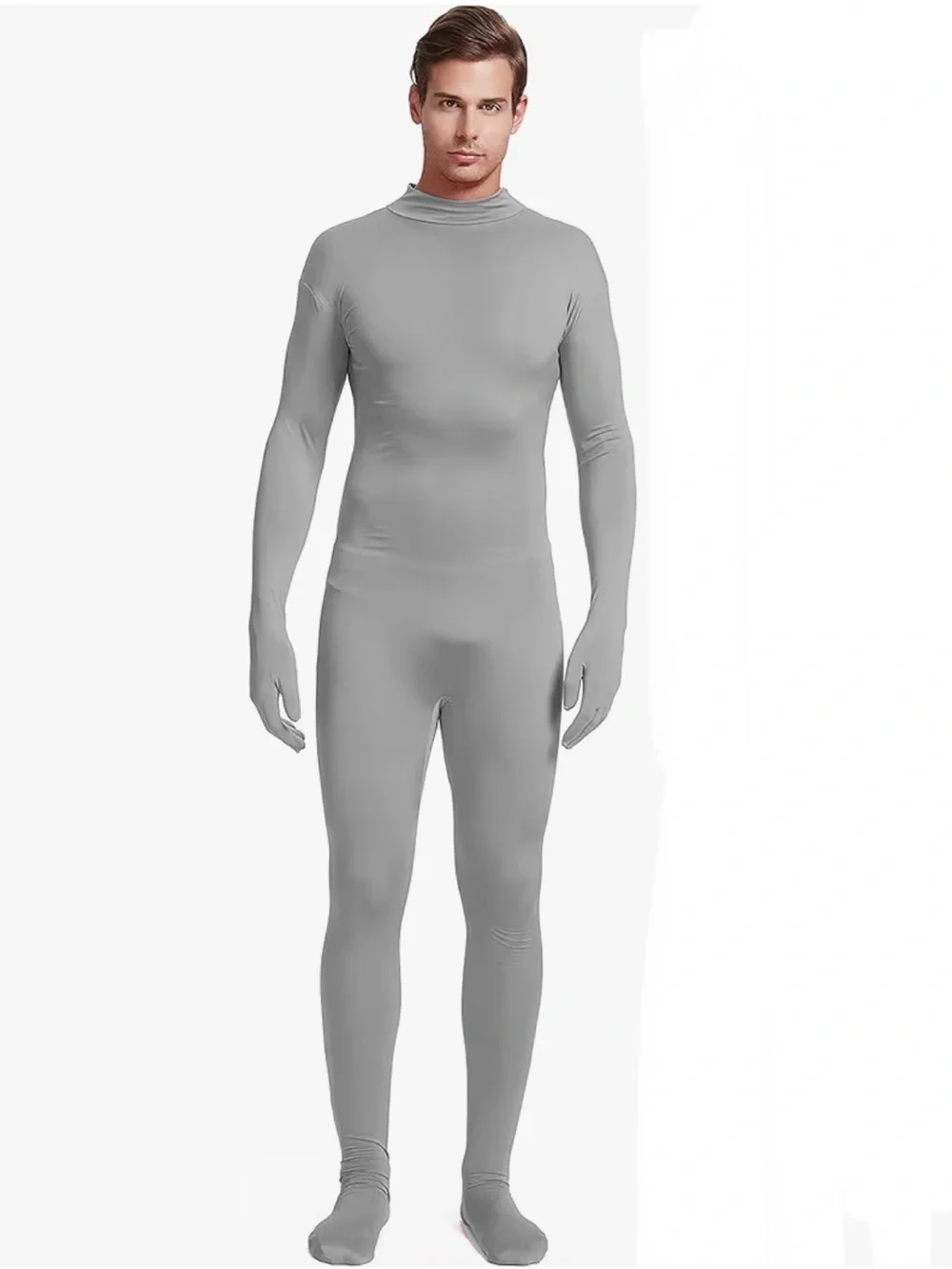 Men's Full-Body Spandex Stretch Costume Grey Bodysuit Sz M
